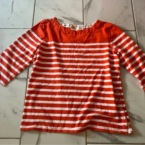 Maeve Orange and White Long Sleeve Tee - Picture 2 of 12